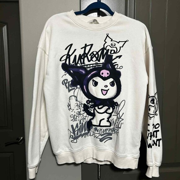 Kuromi Sweatshirt H&M | Sanrio Anime Graphic Pullover | Kids 16/18 (12–14Y) - Picture 3 of 7